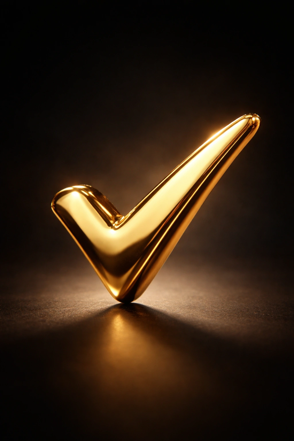 Close-up of a glossy gold checkmark sculpture symbolizing conclusion in nail care tips context