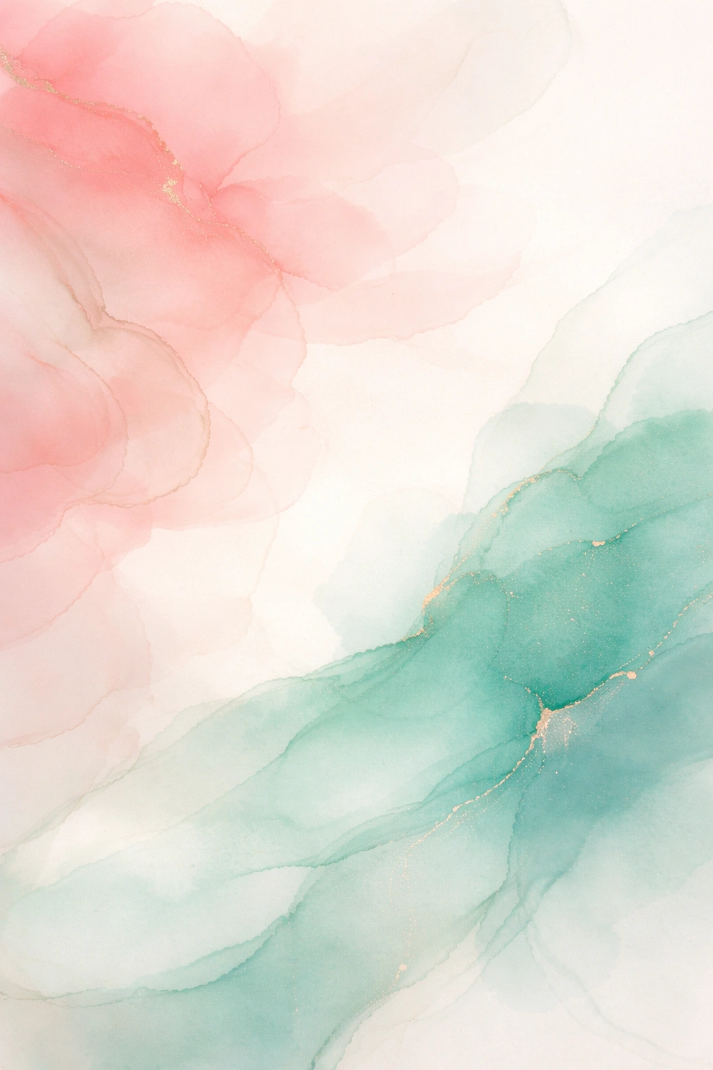 Watercolor coral pink and jade green nails