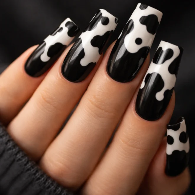 12 Cow Print Duck Nail Ideas