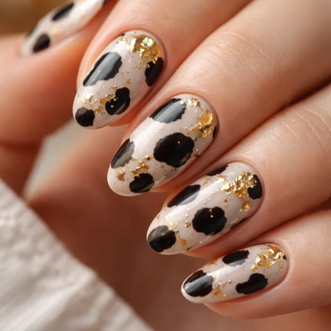 12 Short Cow Print Almond Nails That Stand Out