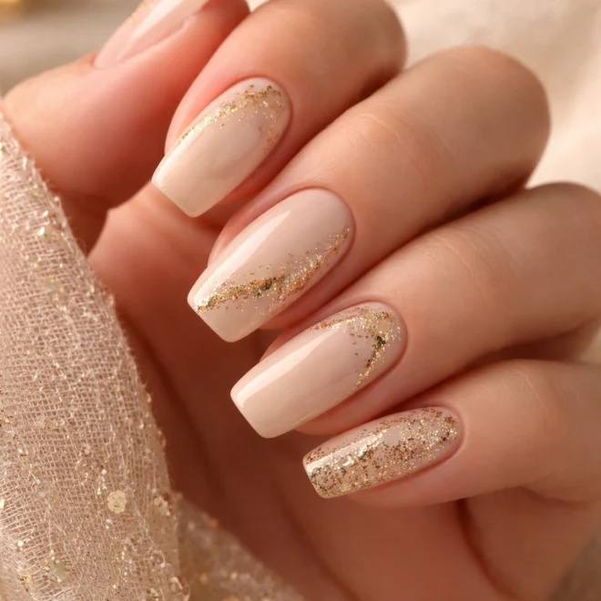 10 Cream and Gold Nails for a Soft Warm Pair