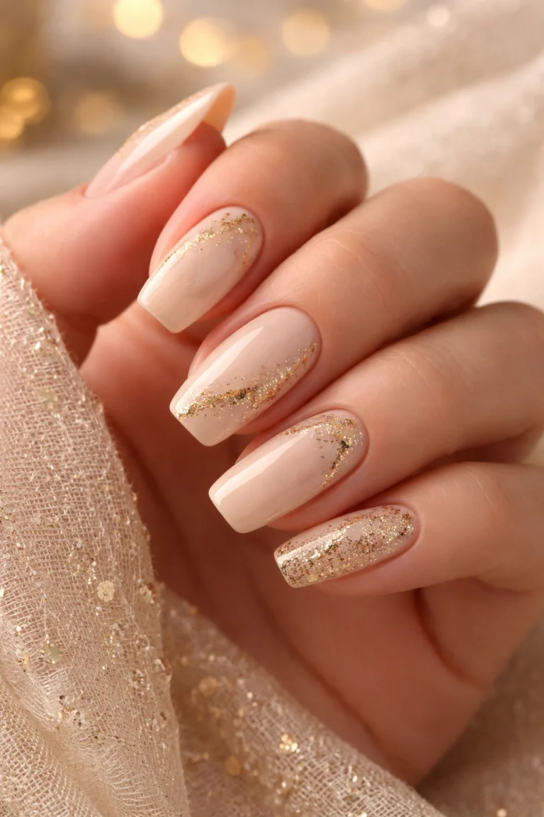 10 Cream and Gold Nails for a Soft Warm Pair