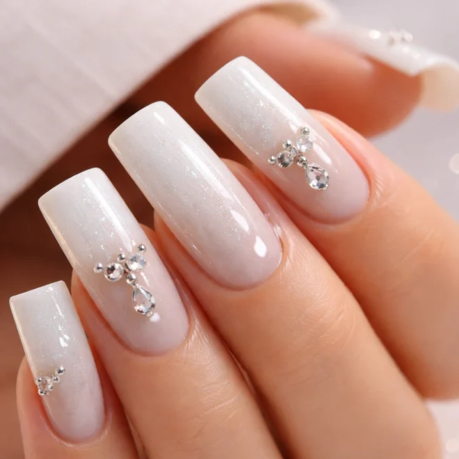 10 White Duck Nails With Charms