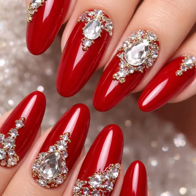 12 Long Round Cherry Red Nails That Stand Out