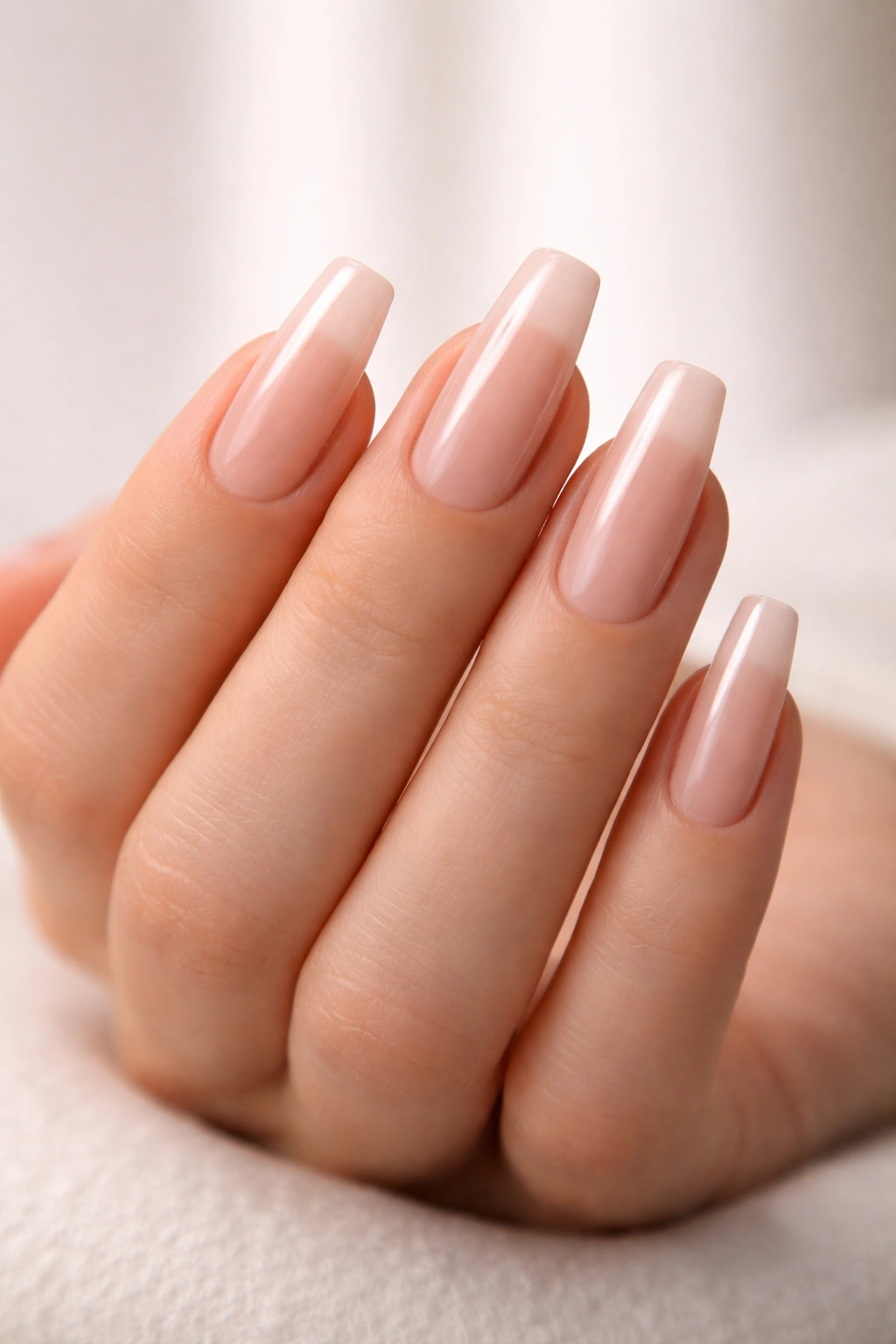 Close-up of curved pedestal nails with parallel sides and curved tip
