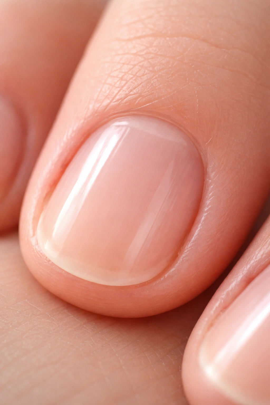 Close-up of the cuticle at the base of a nail showing the protective dead skin layer