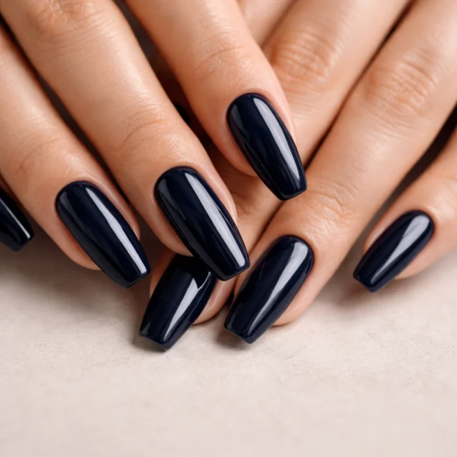 15 Dark Blue Ballerina Nails for a Bold Look