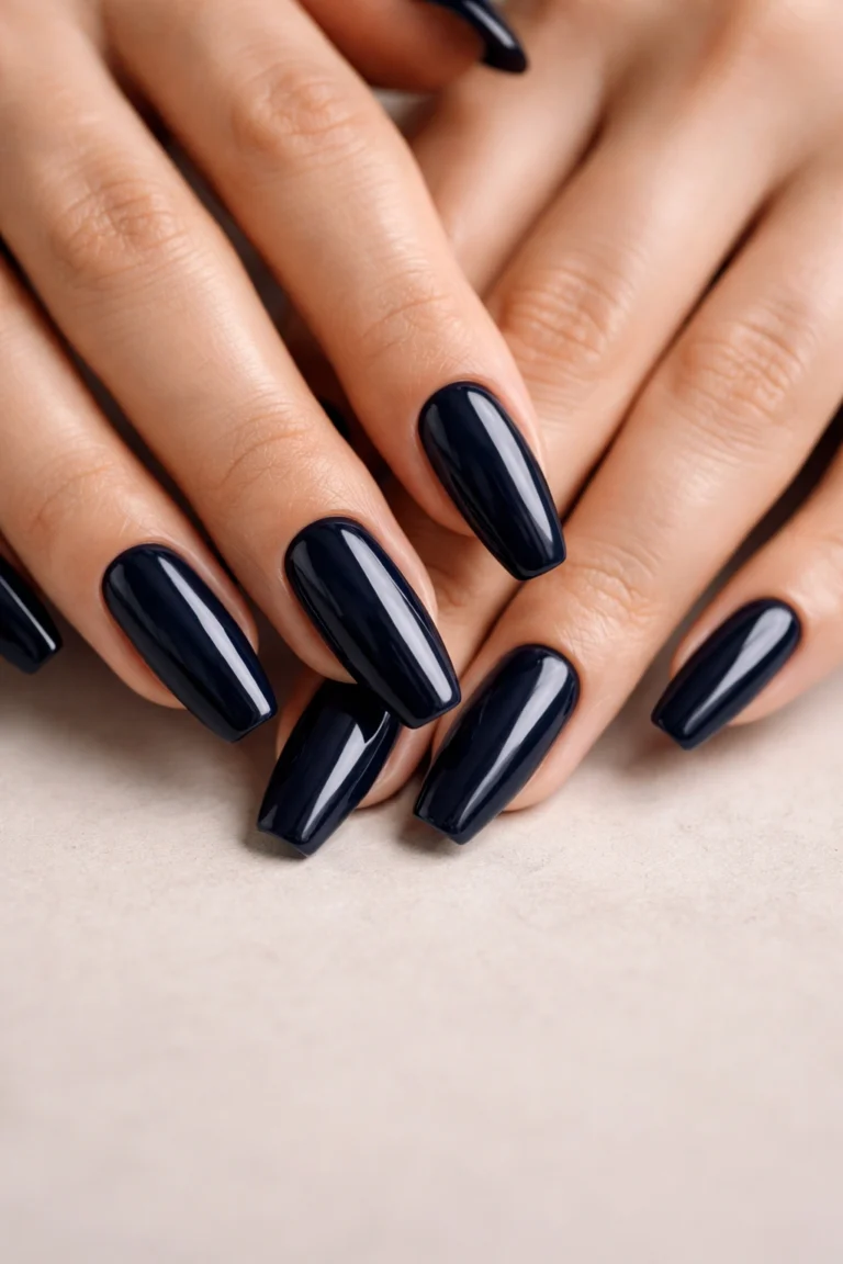 15 Dark Blue Ballerina Nails for a Bold Look
