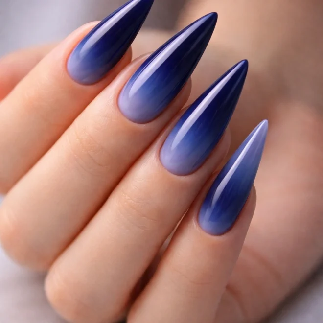 16 Dark Blue Stiletto Nail Ideas
