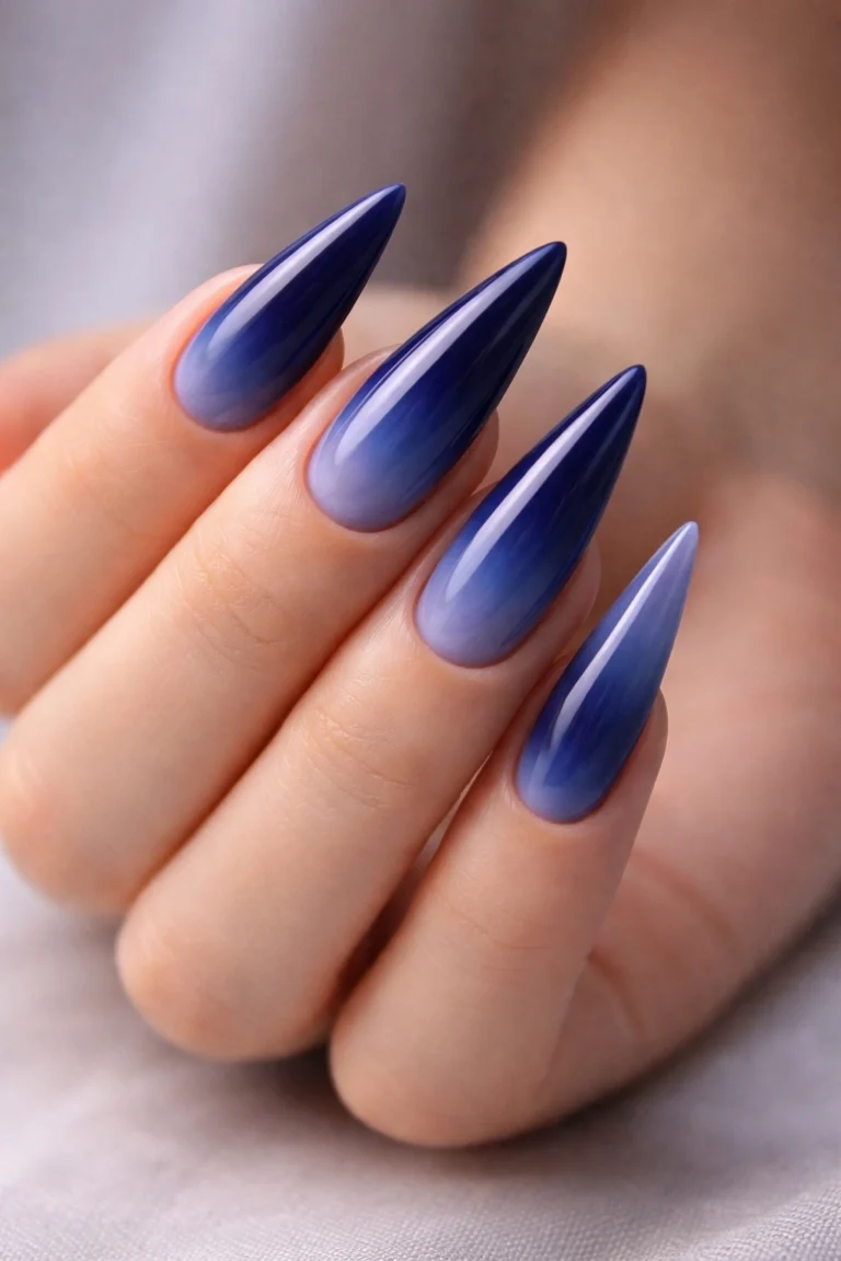16 Dark Blue Stiletto Nail Ideas