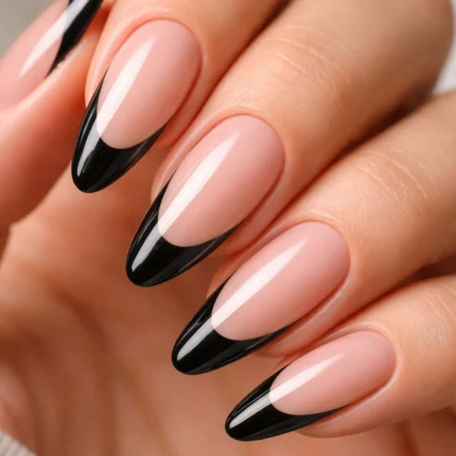 15 Black French Tip Almond Nails Anyone Can Do