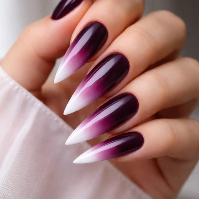 10 Purple French Tip Stiletto Nail Ideas