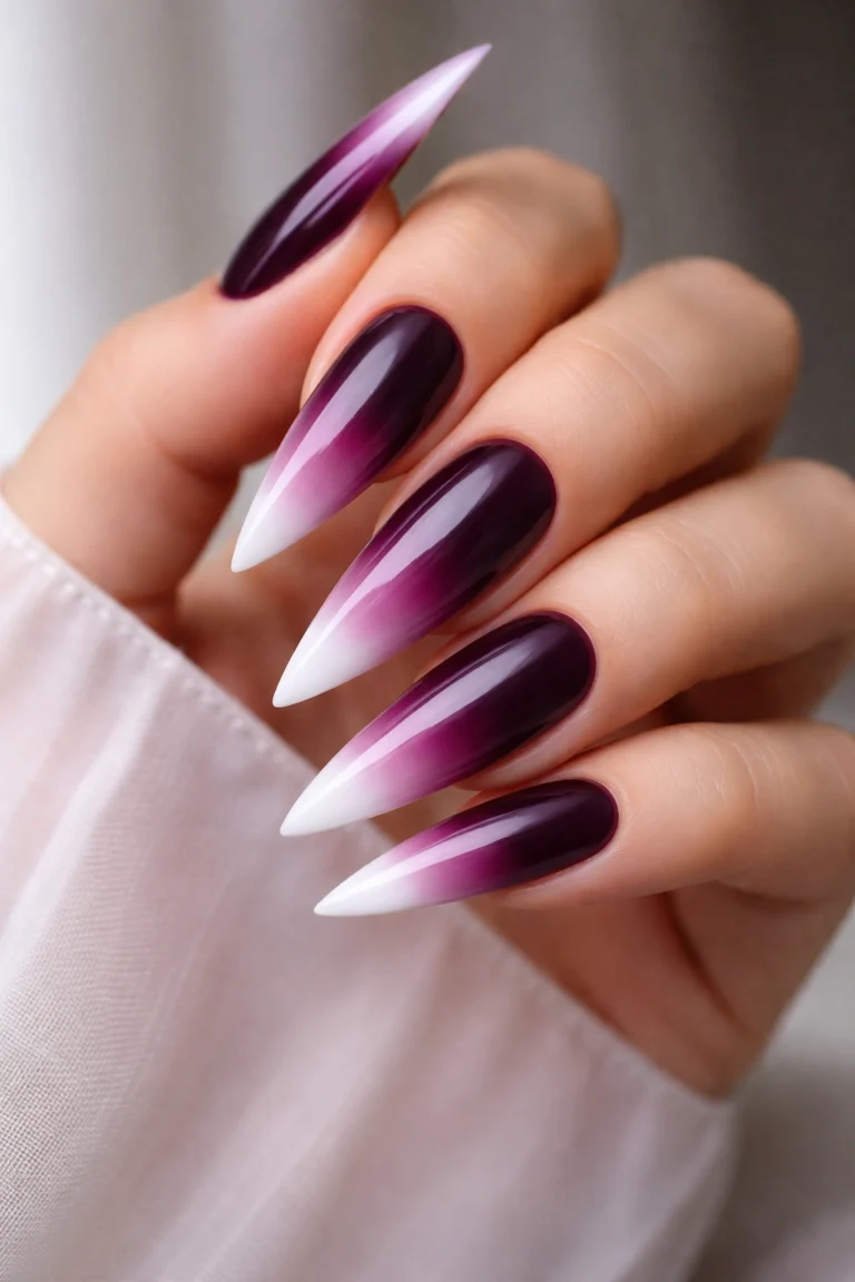 10 Purple French Tip Stiletto Nail Ideas