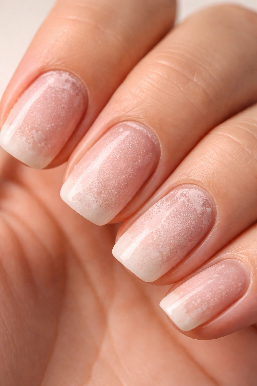 Nails with patchy lift and uneven dip powder for troubleshooting
