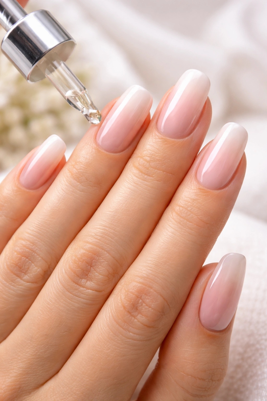 Close-up of flawless dip powder nails with pristine finish