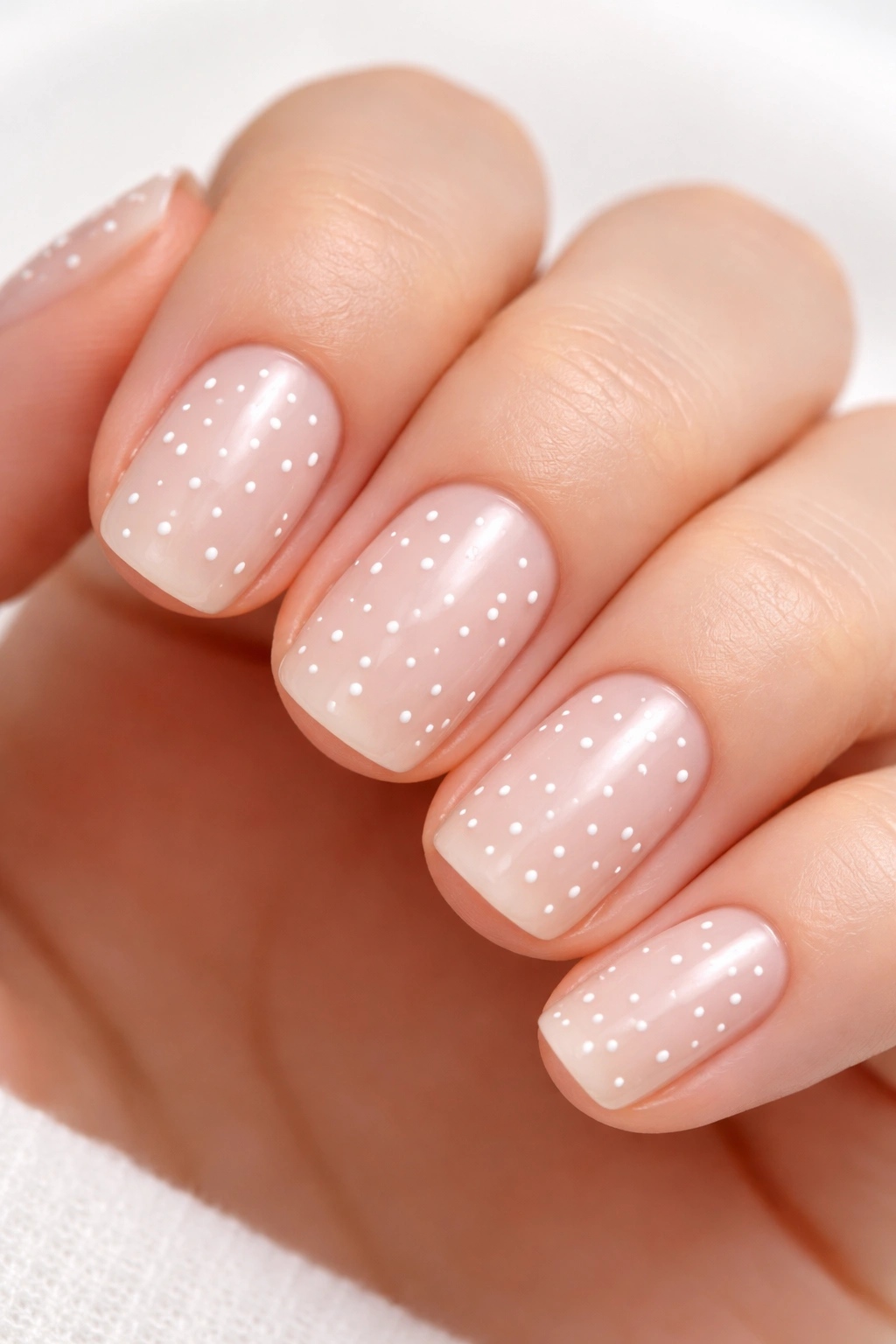 Nails with tiny dots and dashes forming delicate patterns.