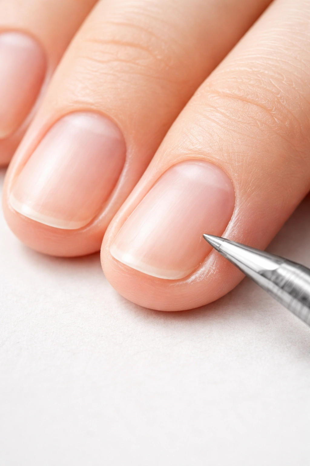 Bare nails with dry cuticles for dry manicure prep