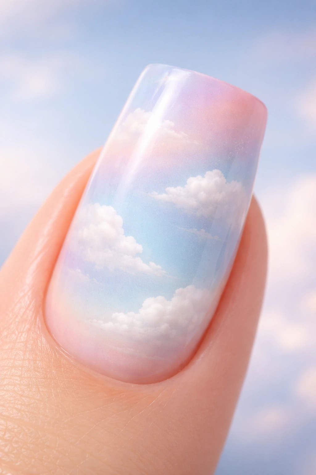 Duck nail featuring soft white clouds on pale blue sky