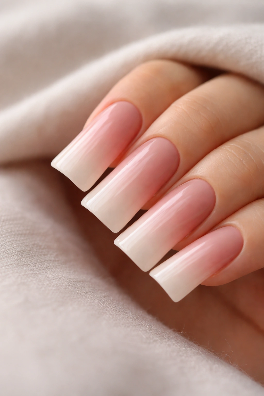 Duck nails with blush to nude ombre gradient