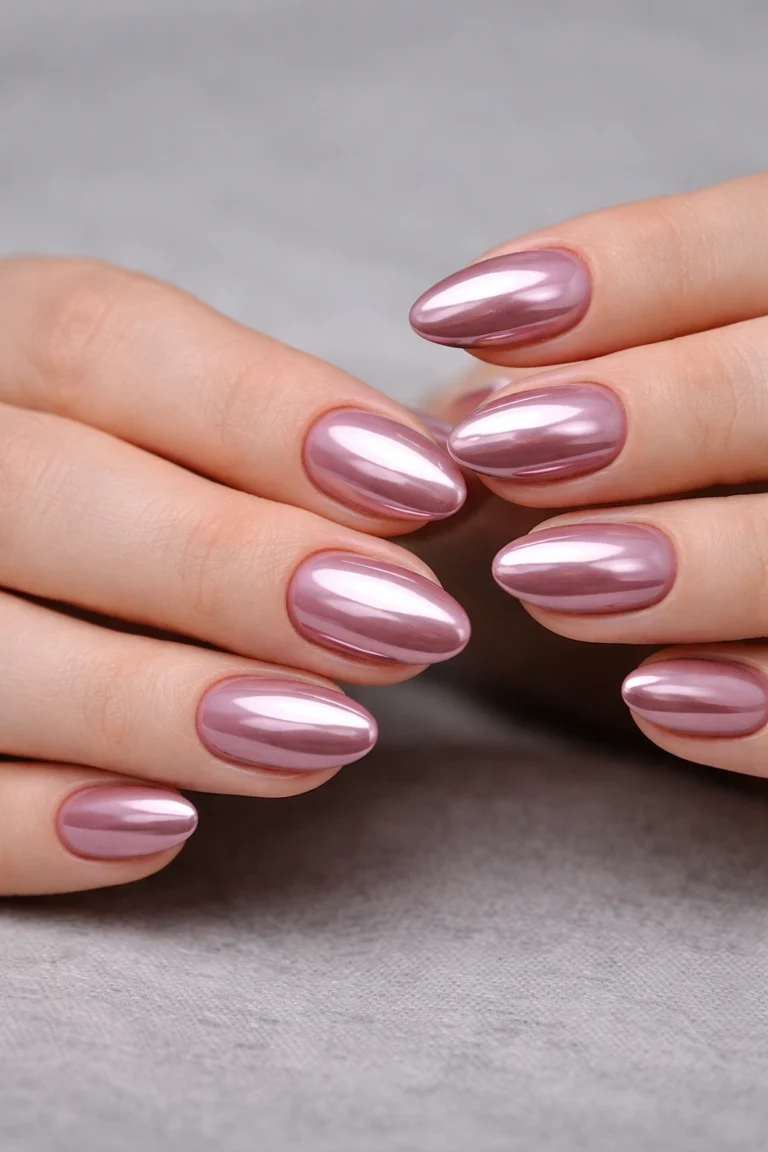 15 Short Pink Chrome Almond Nails That Shine