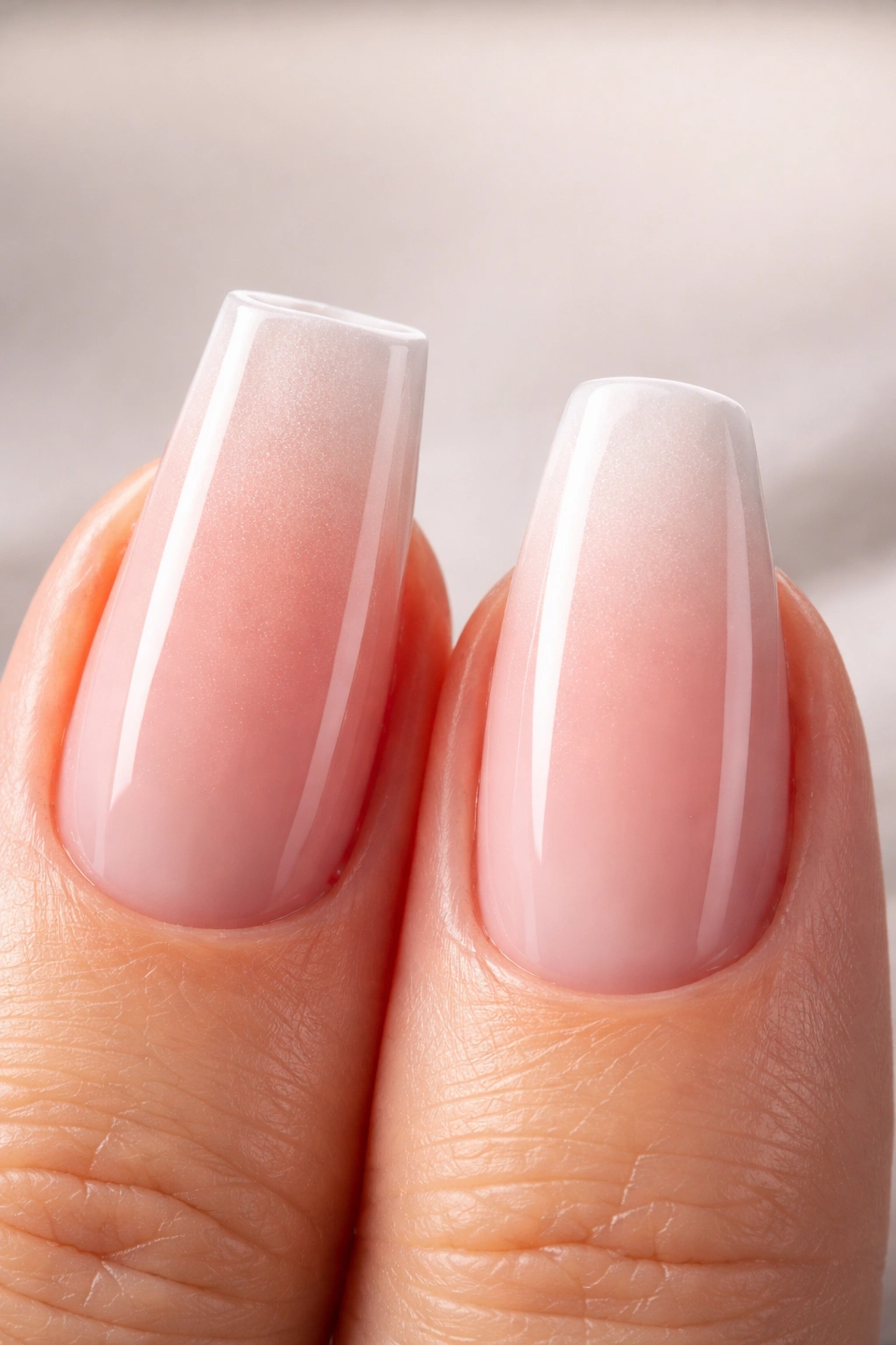 Macro view comparing sharp coffin edge to soft ballerina edge