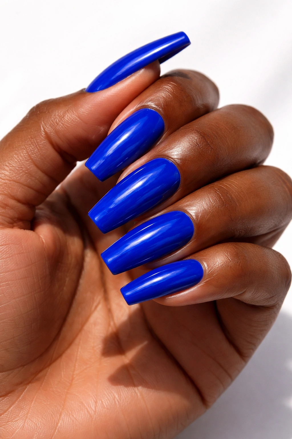 Electric cobalt blue nails glossy finish