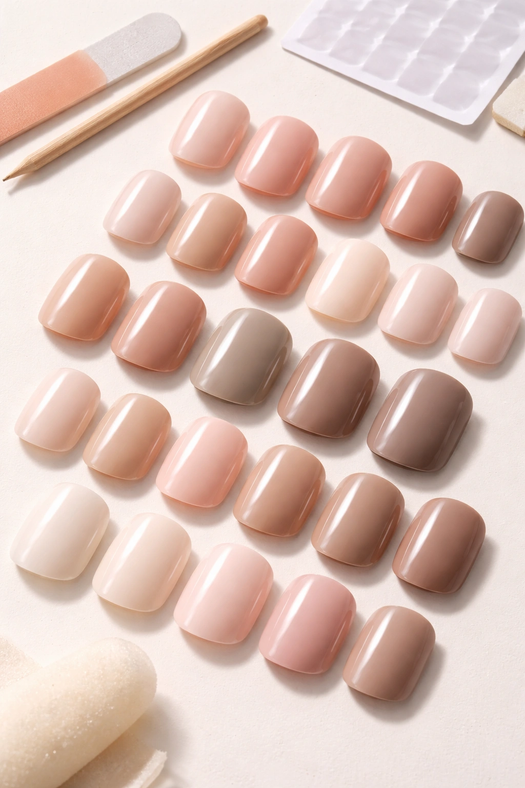 Elegant Touch squoval press-on nails in neutrals
