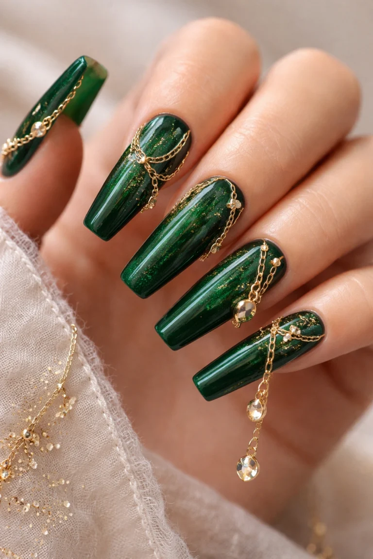 16 Long Coffin Nails With Charms