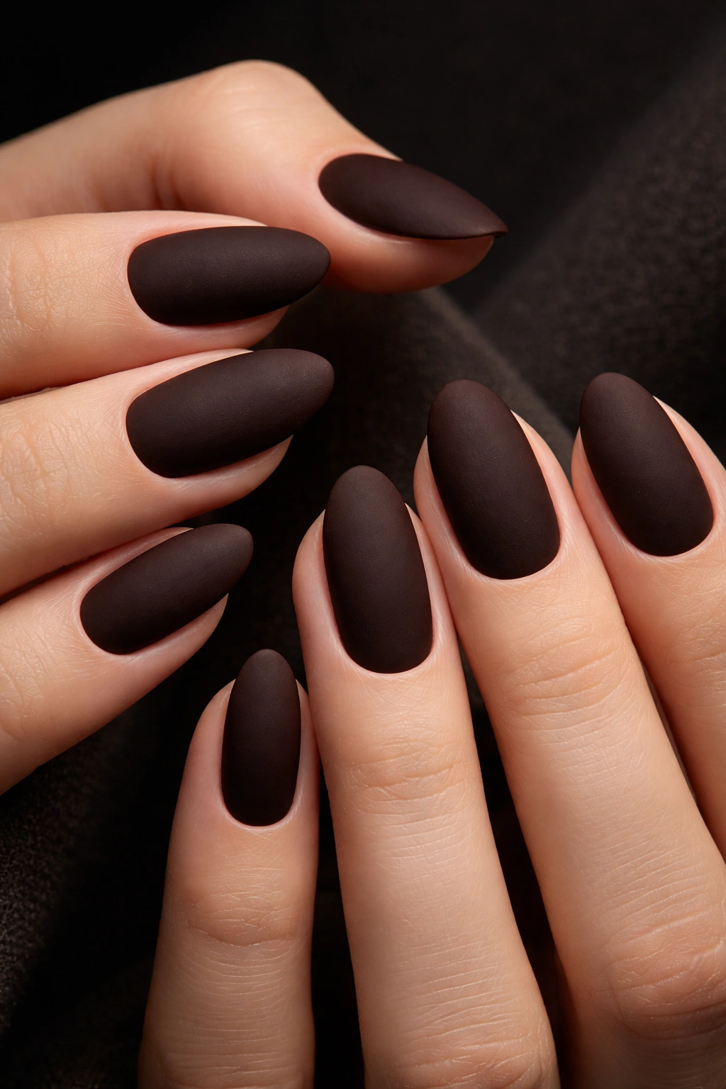 Espresso brown nails with velvety matte finish