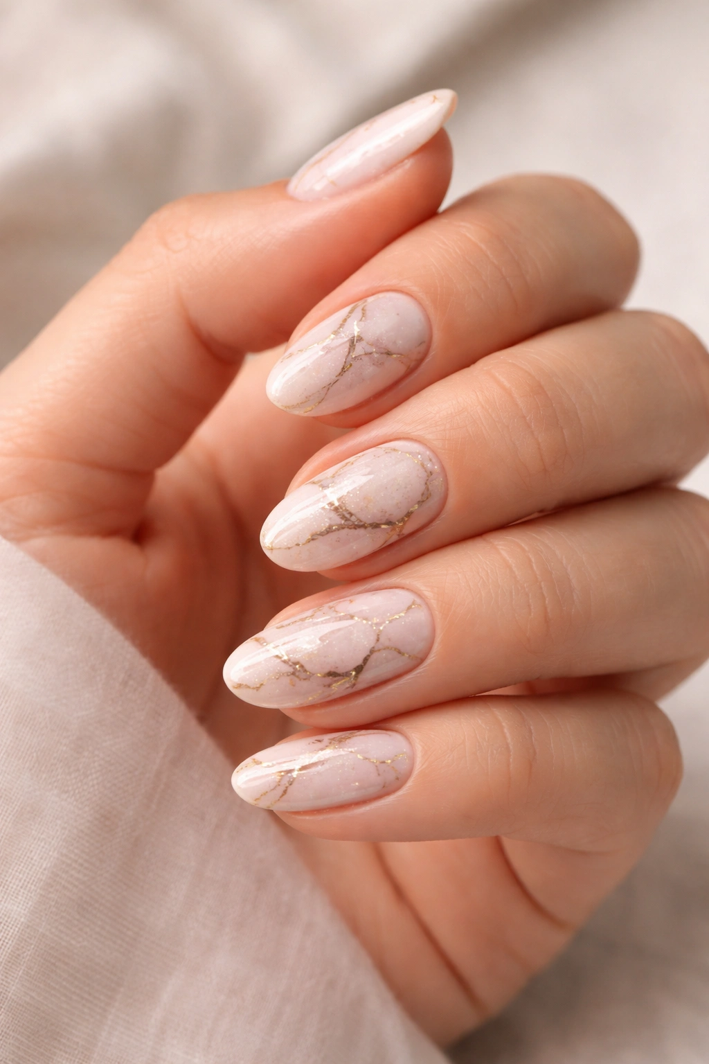 Finished marble nail design on hand