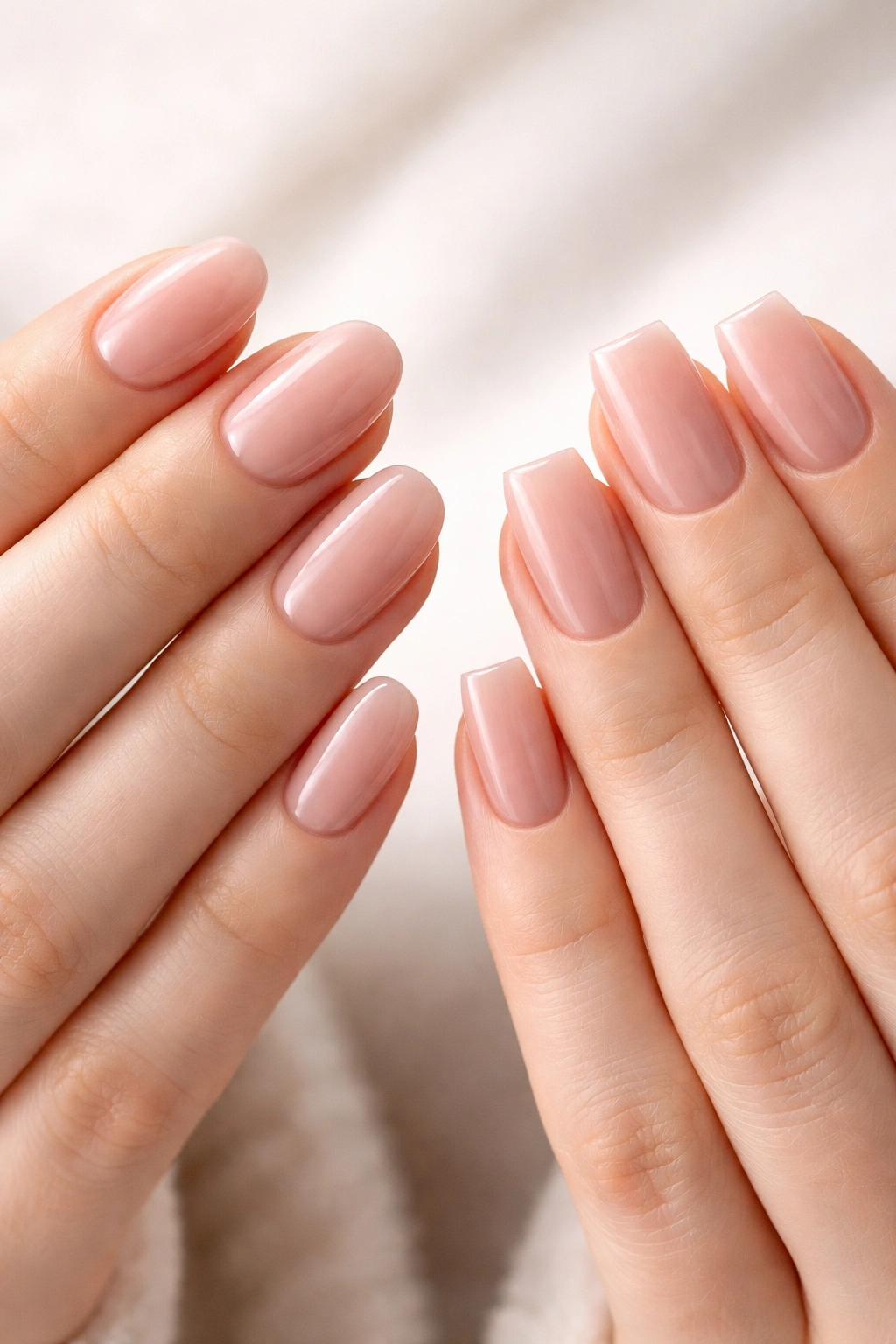 Close-up of hands showing round and square nails for final thoughts