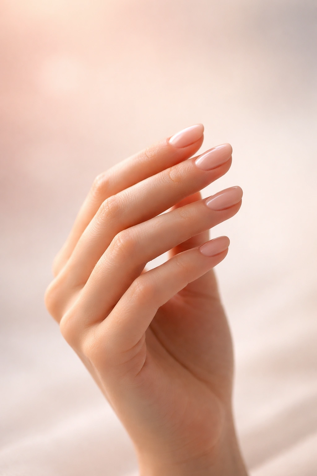 Minimal contemplative hand pose against soft gradient background