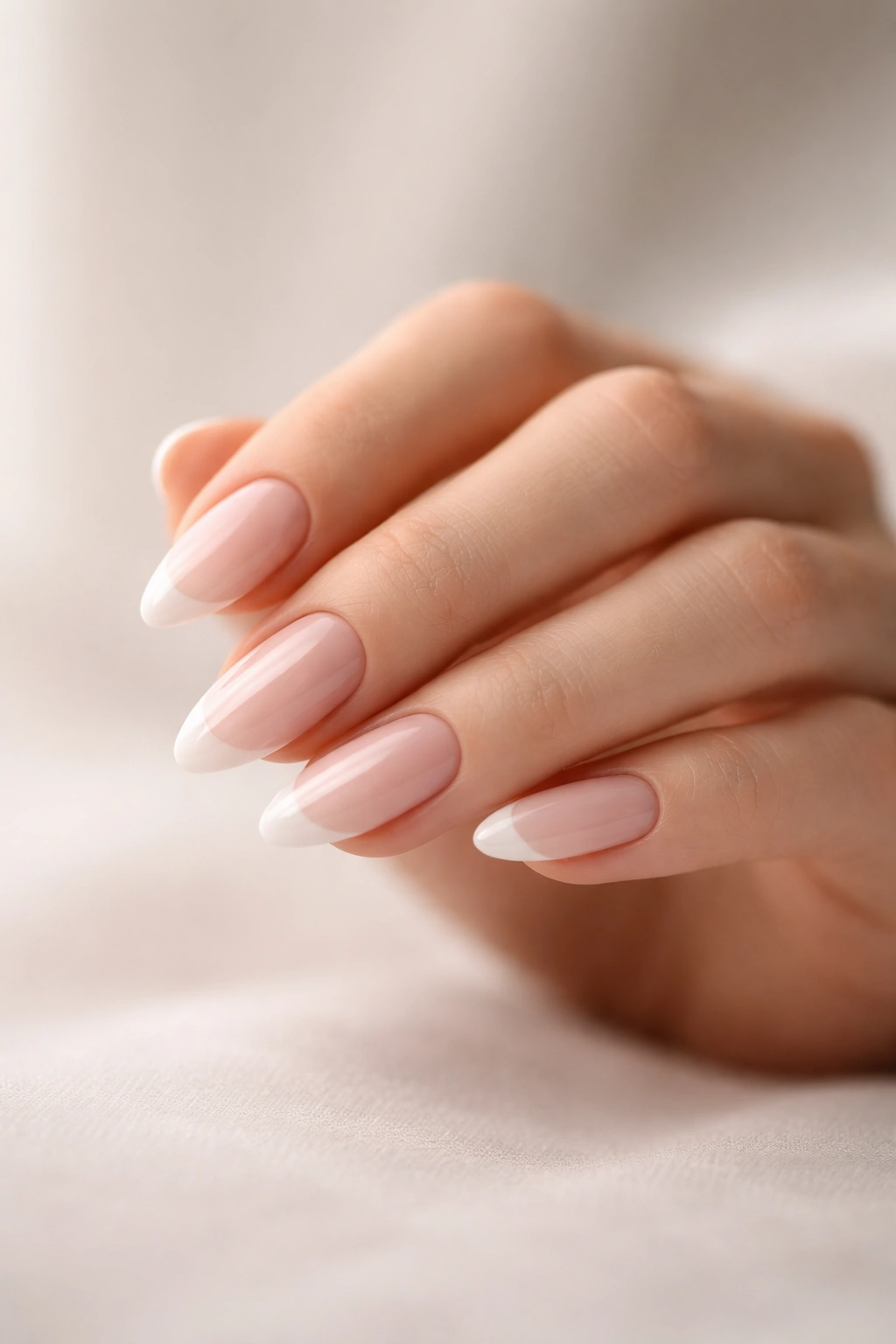Elegant almond nails in a final, classy design