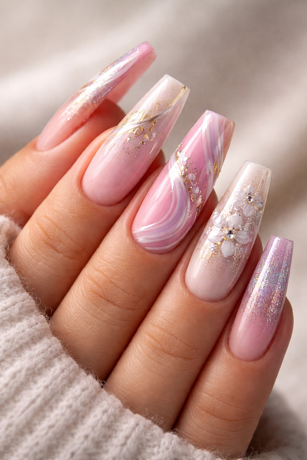 Close-up of reverse duck nails illustrating final thoughts concept with tapered tips