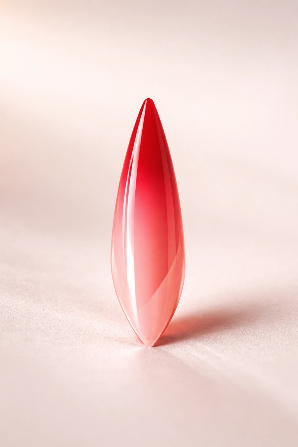 Abstract silhouette of a stiletto nail in pink-red gradient representing final thoughts