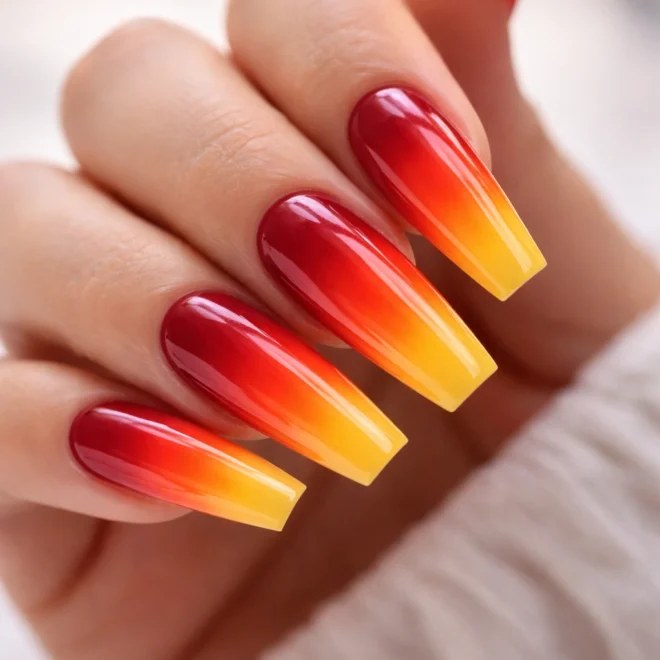 11 Red Coffin Nail Designs for Long Nails