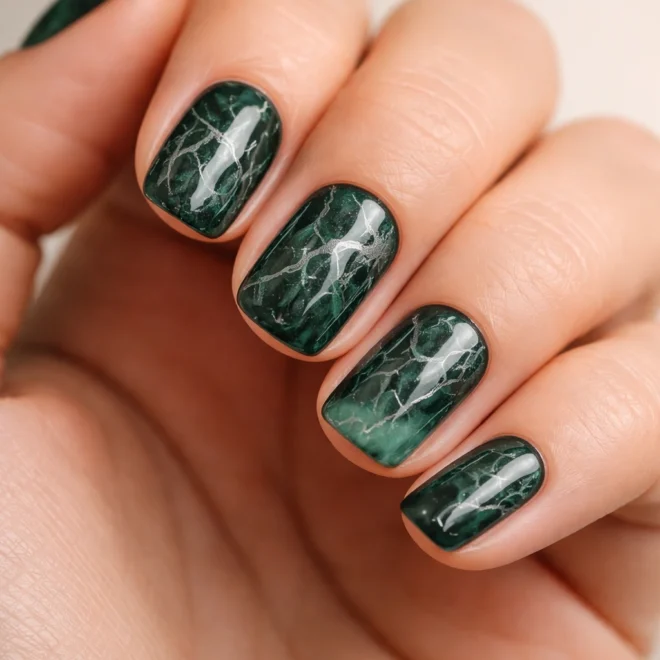 12 Short Squoval Green Nails That Stand Out