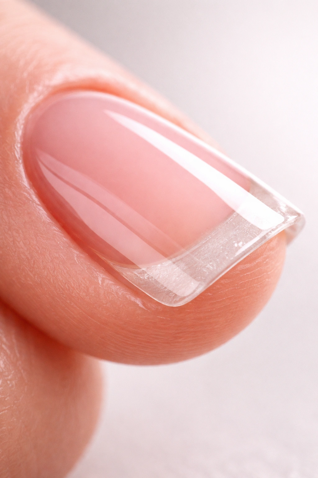 Macro close-up of the nail edge showing a sealed gel tip