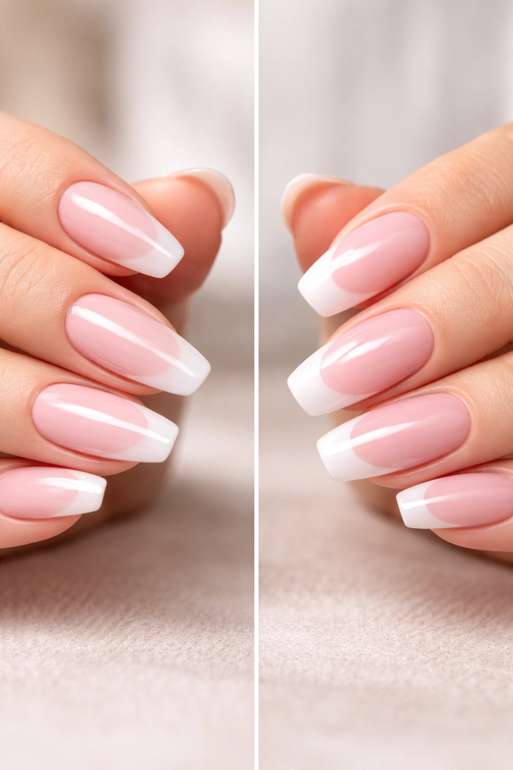 Close-up of gel and acrylic nails side by side illustrating cost and maintenance differences