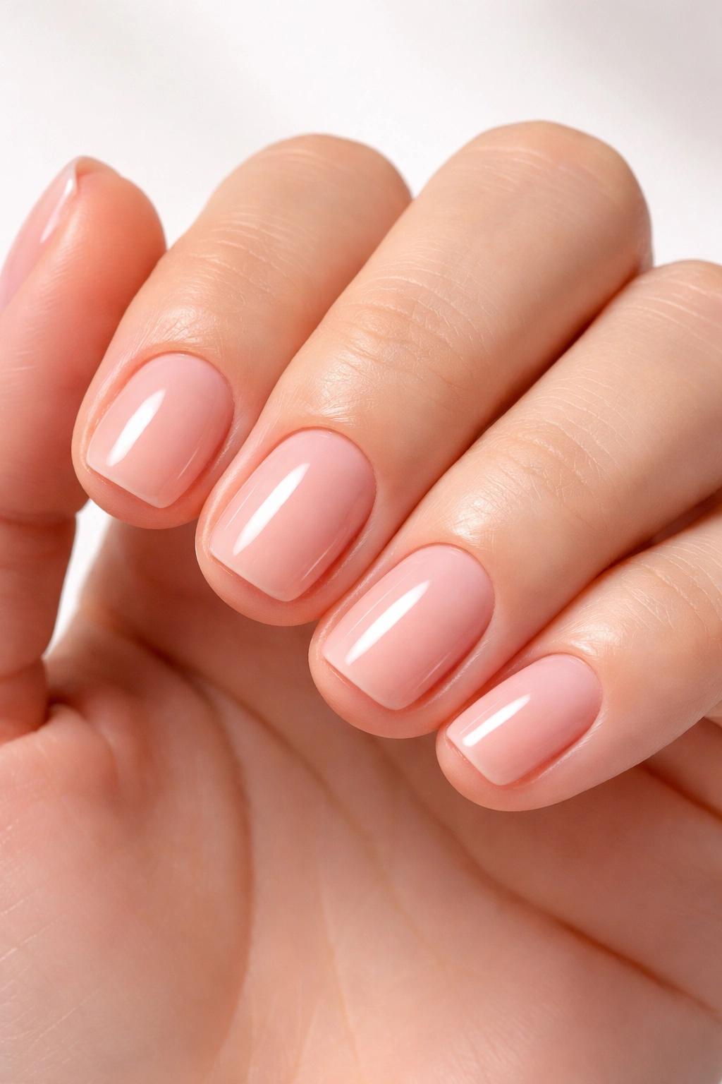 Gel manicure on short nails with high shine