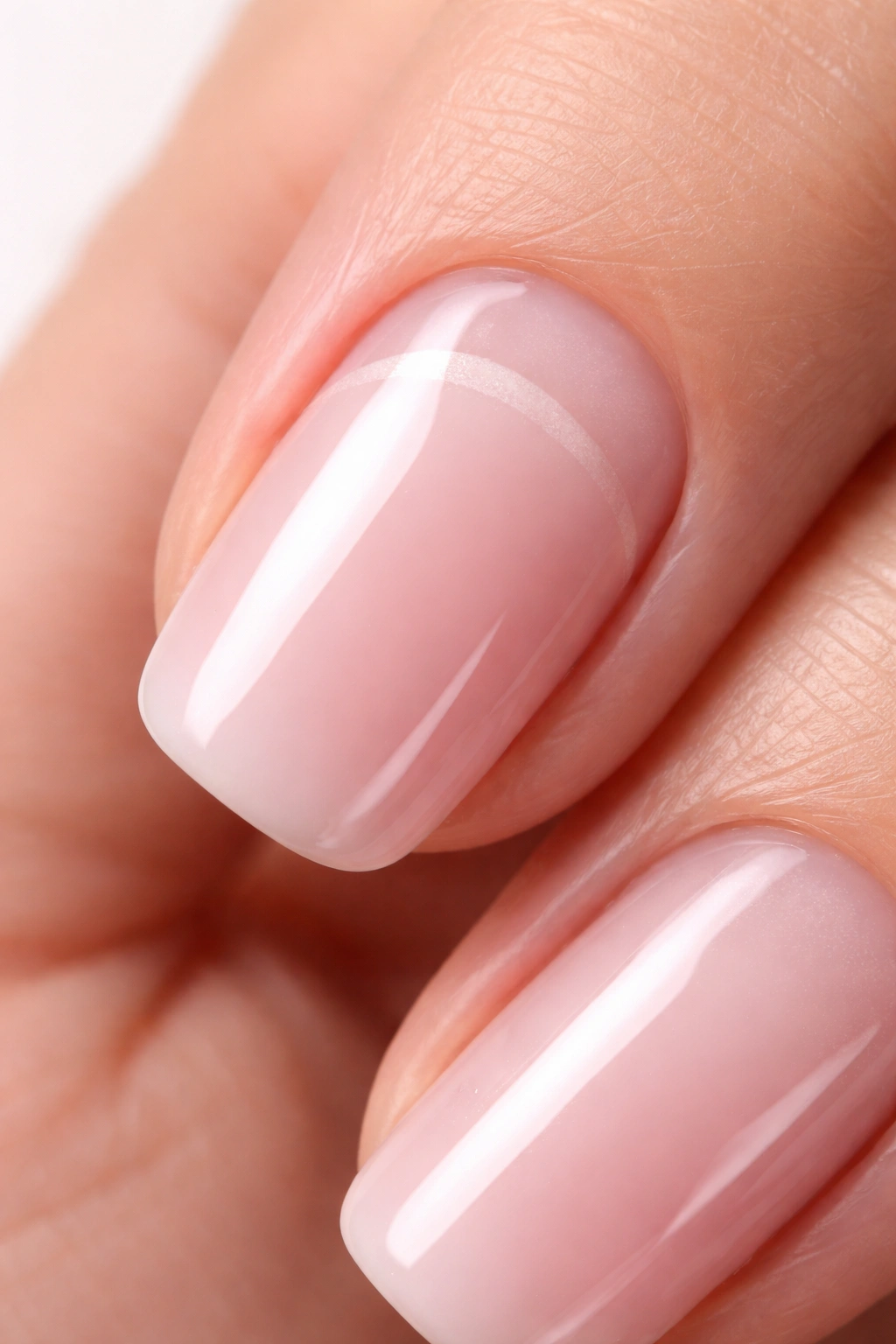 Close-up gel nail showing growth gap beneath polish