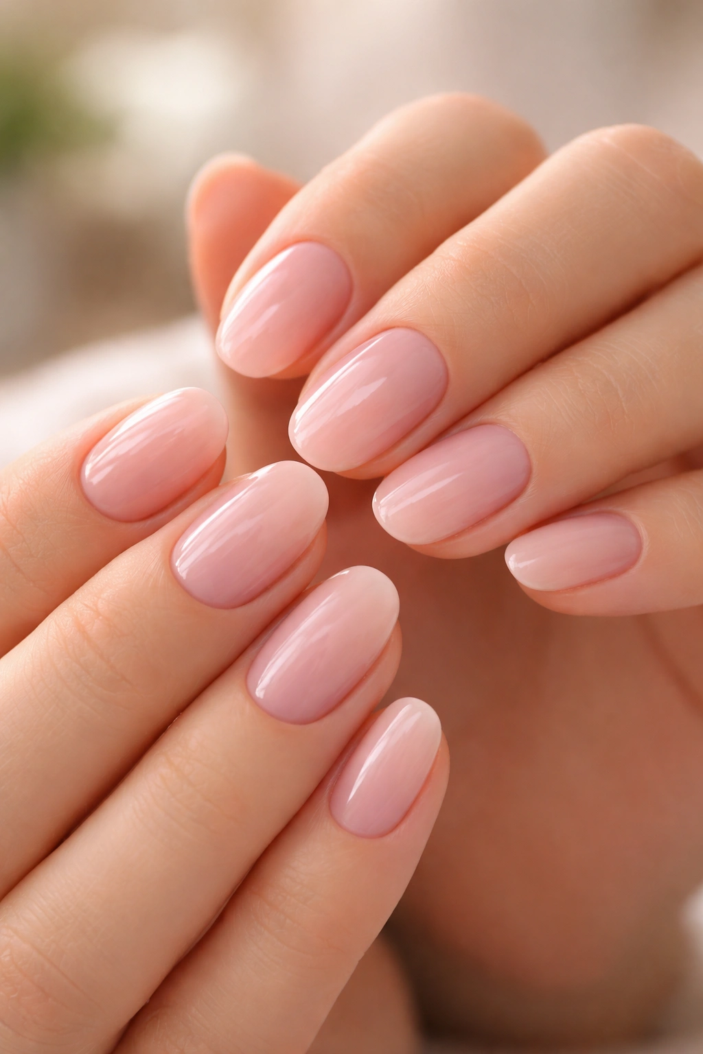 Hands with gel nails inspected for maintenance between appointments