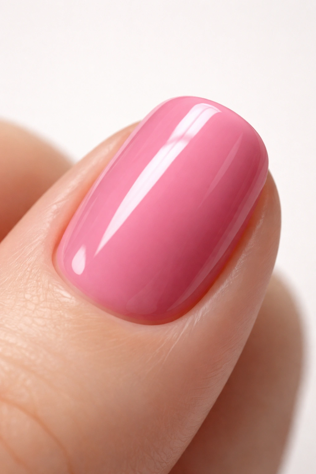 Close-up of gel polish on a fingernail with glossy finish