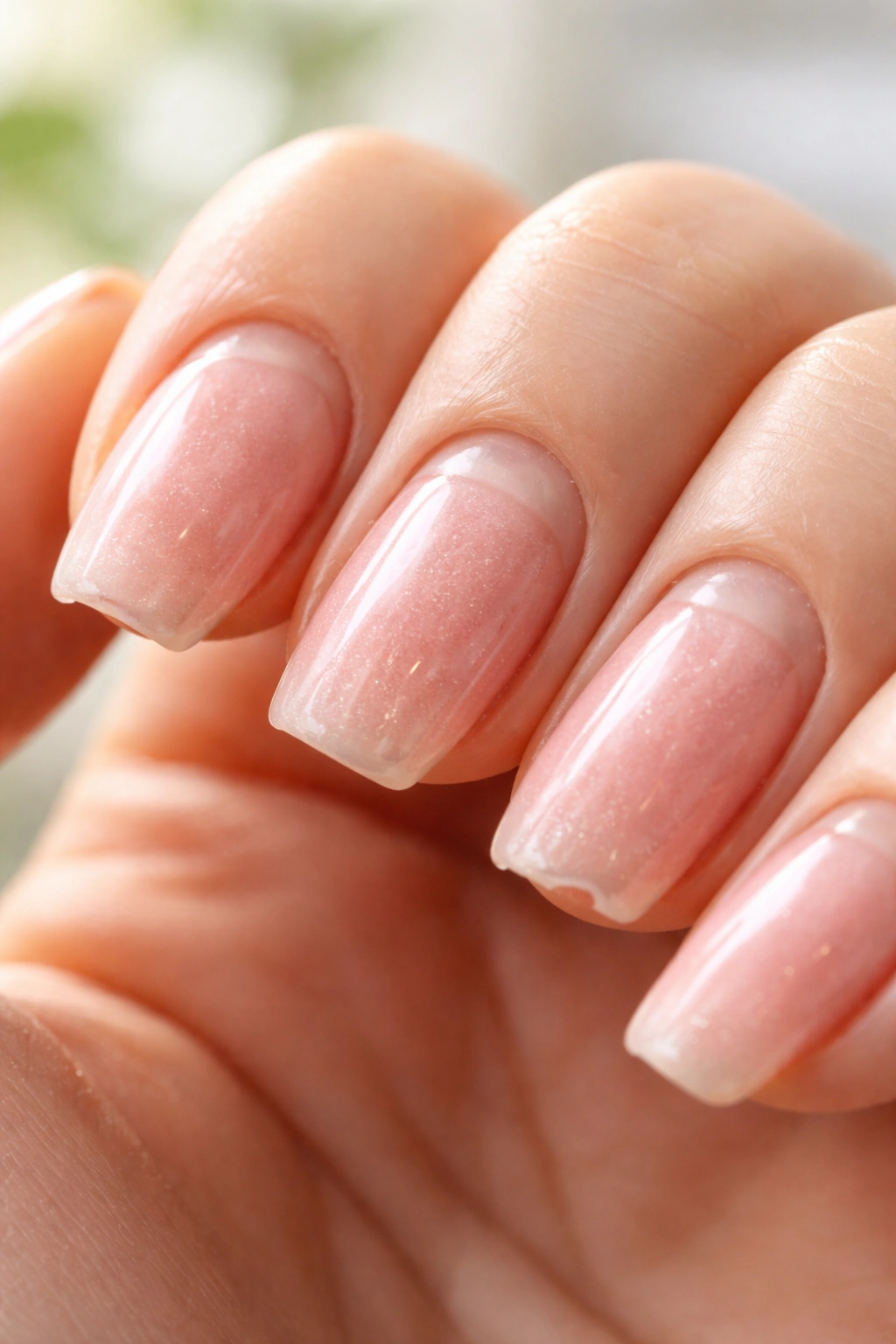Gel nails showing growth at cuticle line indicating removal timing