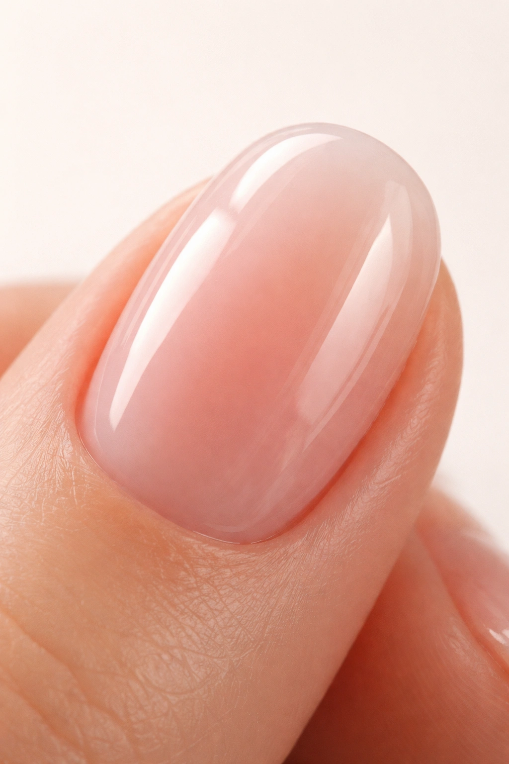 Close-up of a gelato nail with a rounded, cushioned silhouette.