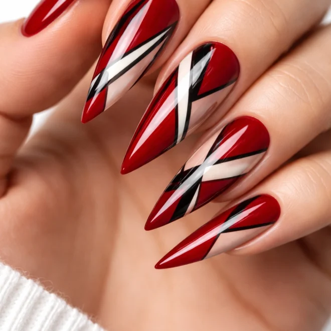10 Cherry Red Stiletto Nail Ideas