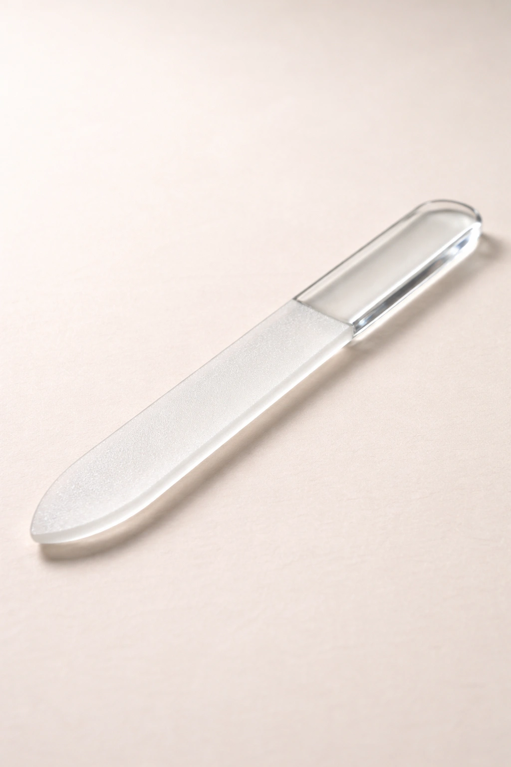 Glass nail file on neutral surface