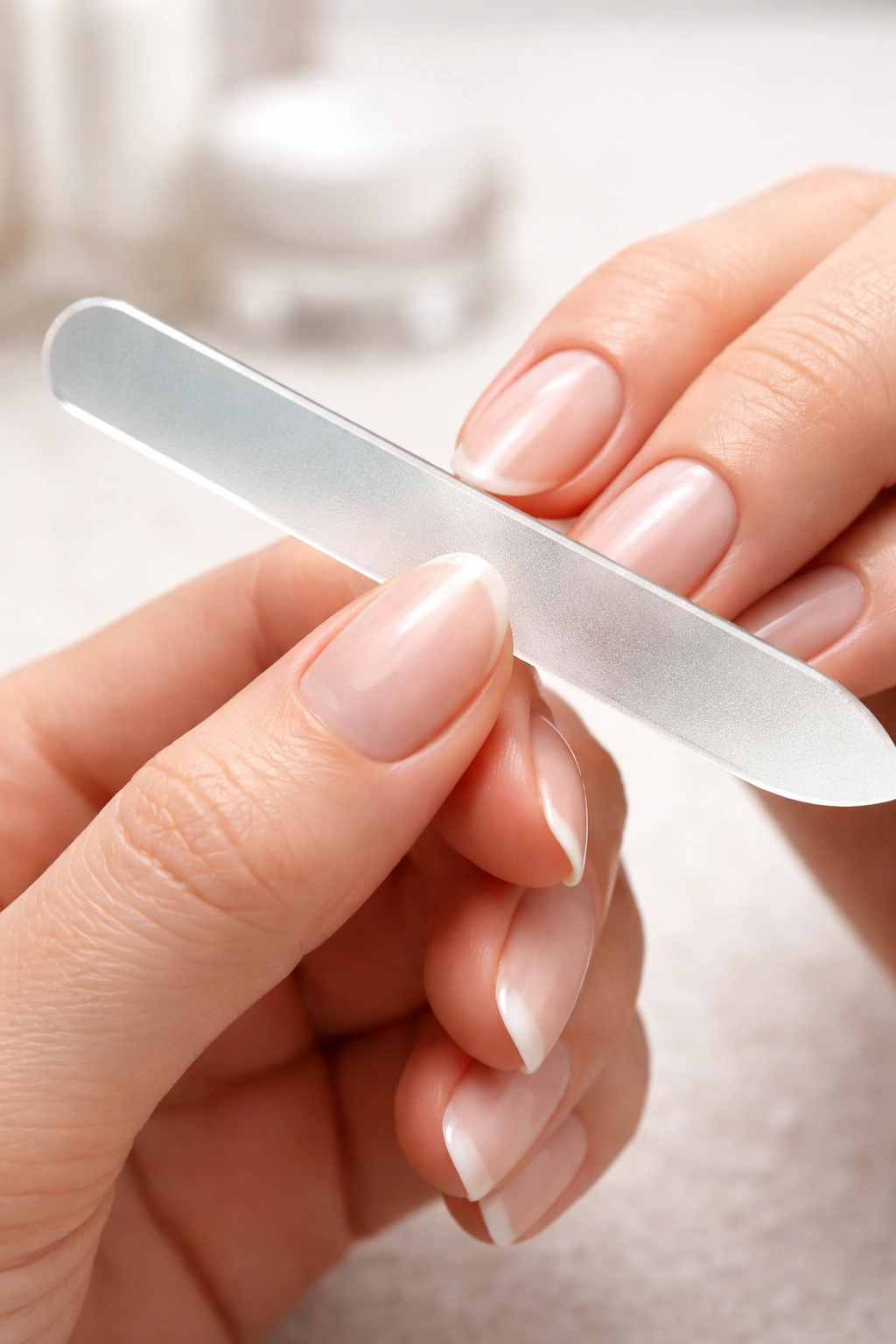 Glass nail file smoothing nail edge