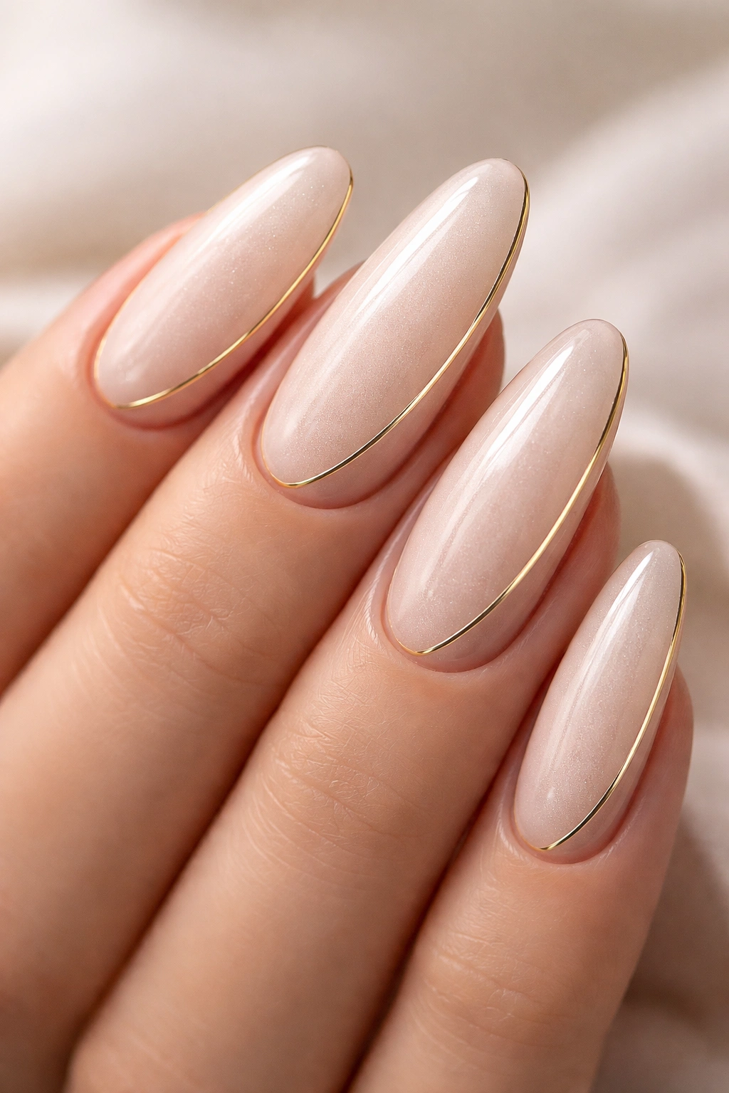 Glazed donut nails with gold edge detail.