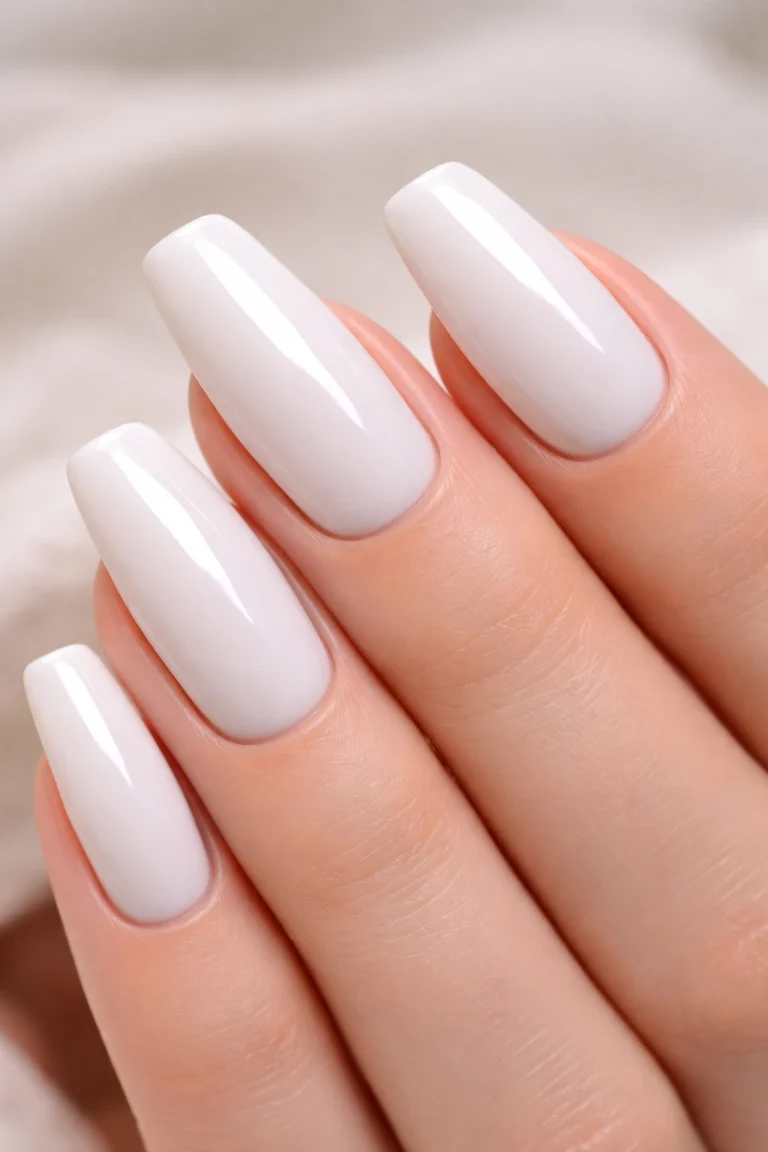15 White Coffin Nail Ideas for Medium Nails